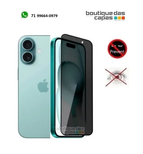 Película vidro ou cerâmica privacidade Compatível com iPhone 16 16 pro 16 Plus 16 pro max
