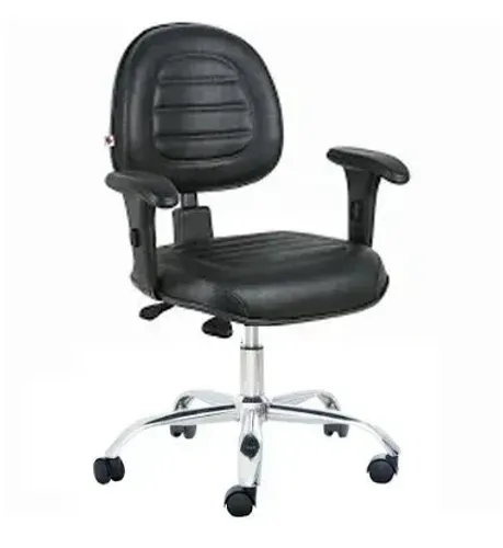 Cadeira digitador giratória c/ braço com costura back system base cromada