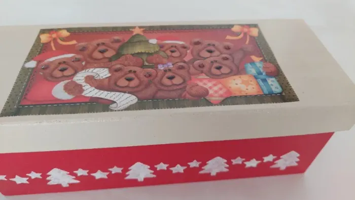 Caixa De Madeira MDF-Com Tampa -  Tema Natal - para presentes, decoração, etc