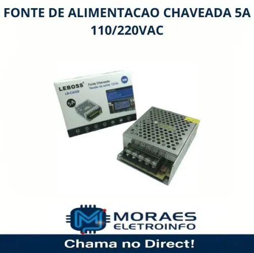 Fonte chaveada 12v 5 amper 60w
