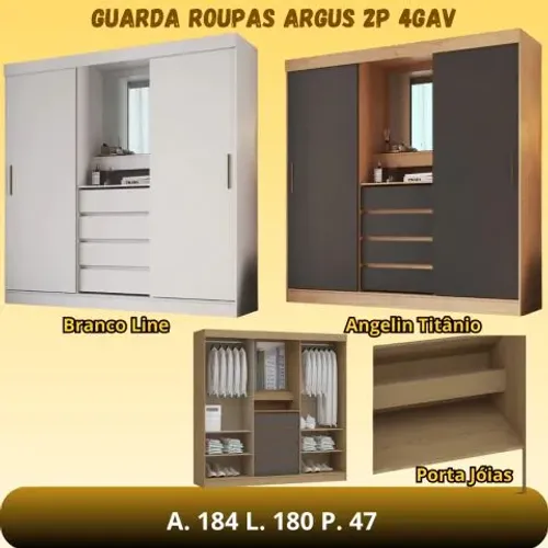 Guarda Roupas Argus 2P, 4Gav<br>R$750,00<br>Comprar