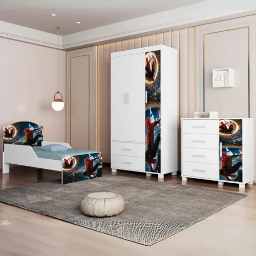 Guarda Roupa 3 Portas Lívia + Cama + Cômoda Pronta Entrega