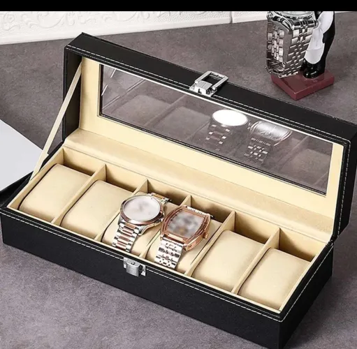 Porta Relógio Estojo Organizador Luxo Divisórias Maleta Case Elegante