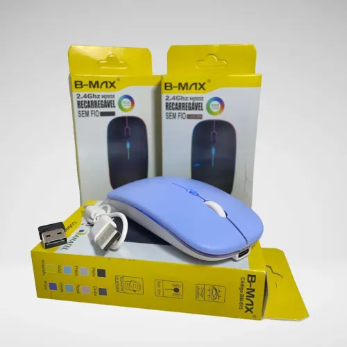 Mouse Sem Fio Recarregável B-MAX com dupla conexão, várias cores