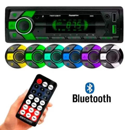 Som de Carro Rádio automotiovo 7 cores 50w.4 Bluetooth USB Controle 