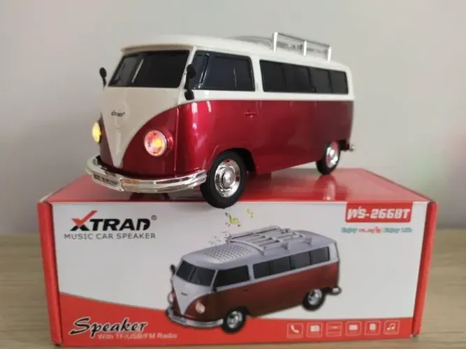 Caixinha de Som Kombi - USB, Bluetooth, Rádio FM, Cartão, P2
