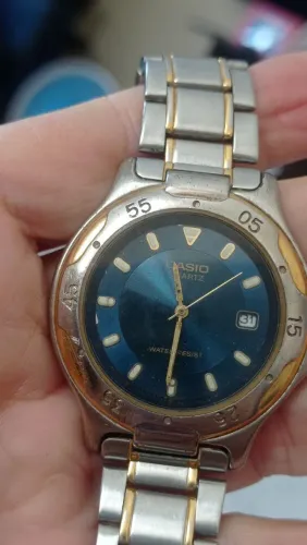 CASIO QUARTZ movimento Japan date mostrador azul lindeza original único na internet