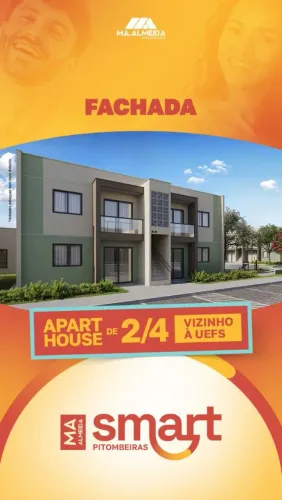 VIZINHO À UEFS APART HOUSE CONDOMÍNIO SMART PITOMBEIRAS OPÇÕES COM VARANDA OU QUINTAL 2/4.