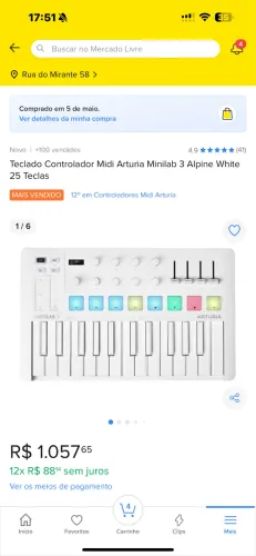 Controlador midi Arturia minilab 3 (MUITO NOVO)