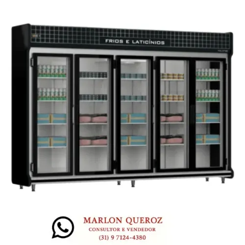Expositor Refrigerado Auto Serviço Polo Frio 3,00M 5 Portas 220v