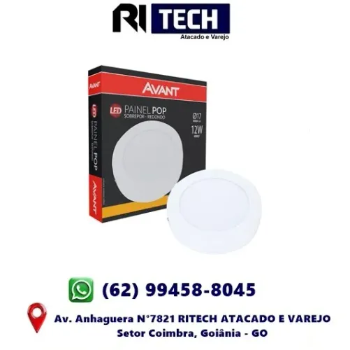 Painel De Led Avant Sobrepor Redondo 12w 3000k Amarelo 17cm Bivolt