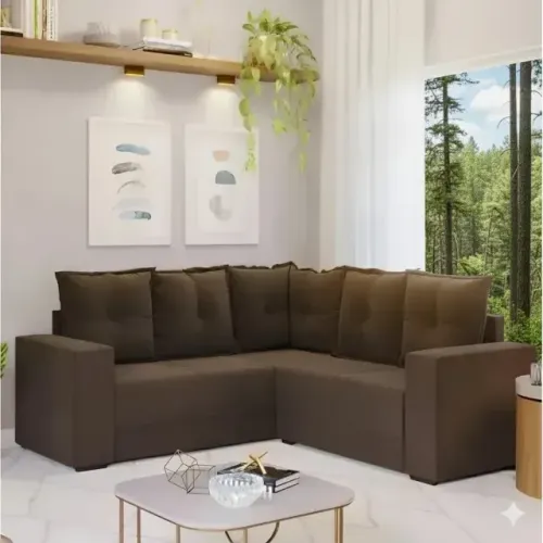 Sofá de canto marrom veludo frete gratis