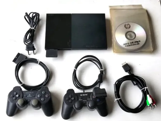 PS2 PlayStation 2 Slim - Console + 2 Controles + Memory Card 8MB - Funcionando