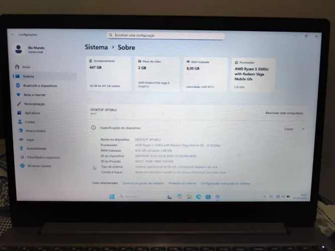 Notebook Lenovo Ryzen 5, 8GB RAM, SSD 480GB, Vega 8