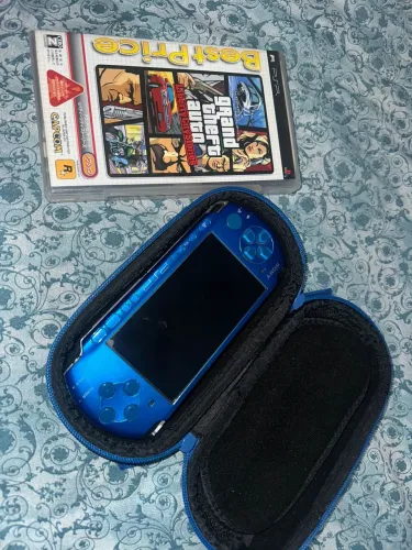 PSP 3000 Azul + GTA Liberty City Stories Completo + Acessórios