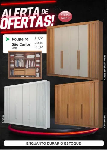 Guarda Roupa 100% MDF com 6 gavetas