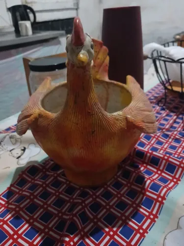 Vaso Cachepot Antigo de Galinha em Cerâmica (Anos 50 - FAPCO USA).