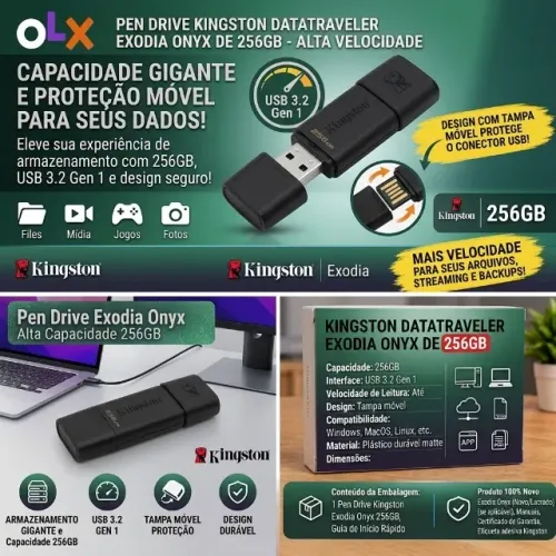 PEN DRIVE KINGSTON DATATRAVELER EXODIA ONYX 256GB ? USB 3.2 GEN 1