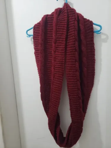 Gola Cachecol Infinito Feminino De Lã Trico Bordo Vinho