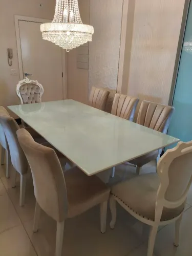 Conjunto luxo mesa de jantar+8cadeiras+aparador/buffet