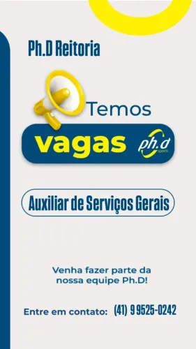 Vaga para Auxiliar de Serviços Gerais/ Limpeza em academia 