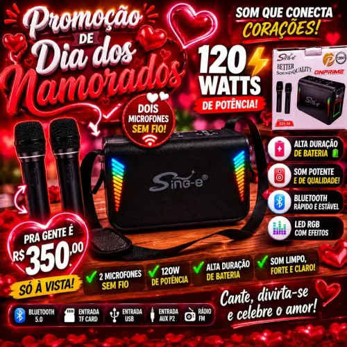 SOM BLUETOOTH PORTÁTIL KARAOKÊ 