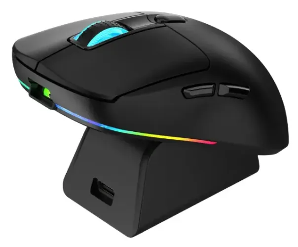 Mouse Gamer Warrior Magnus Sem Fio, Óptico, para Jogos, Com Luzes, Preto