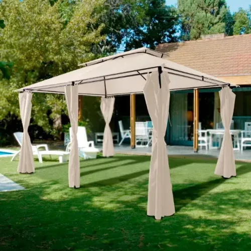 GAZEBO RET ROMANO C/ CORT 3X4M BCO - Just Home Collection