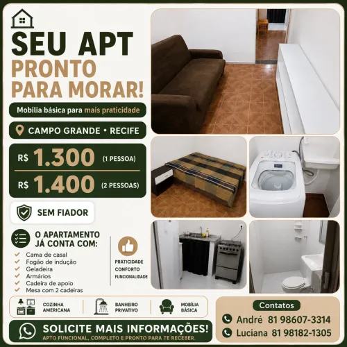 Excelente oferta: Kitnet mobiliado em Campo Grande - Recife