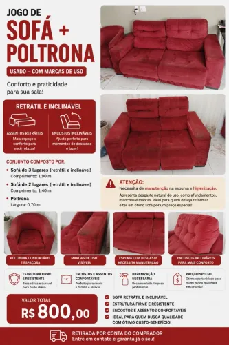 JOGO DE SOFA + POLTRONA