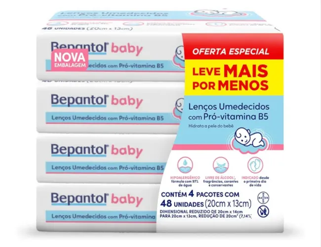 Lenço umedecido Bepantol Baby com 192 unidades