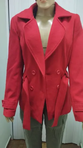 Casaco lã batido vermelho Tam M