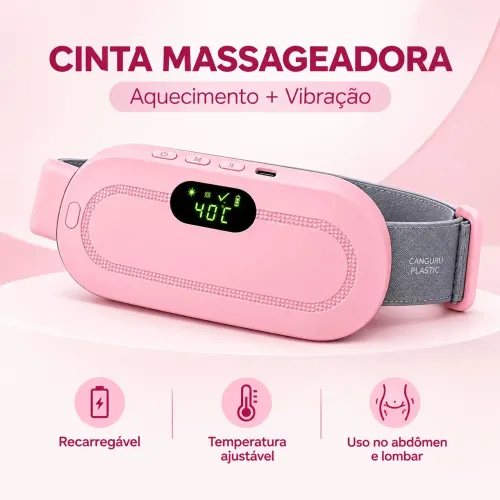 Cinta Massageador Para Cólica Menstrual Com Aquecimento e Vibração Recarregável