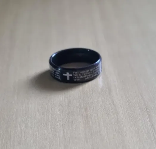 anel masculino com oração pai nosso aro 32