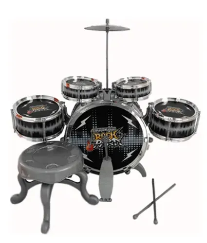 Bateria Musical Infantil Rock Party DM Toys Preta