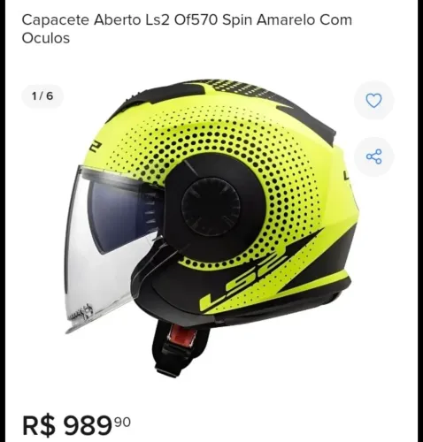 Cspacete Ls2 Of570 Spim amarelo com oculos