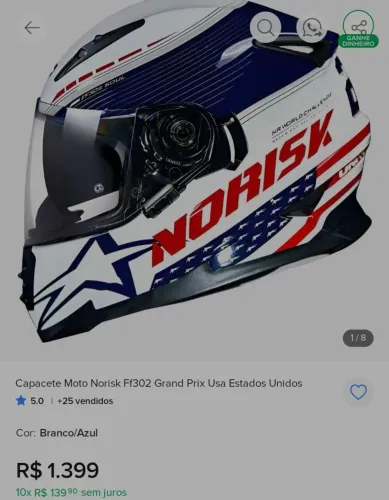 Capacete norisk United states em ótimo estado