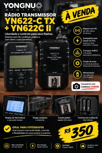 Rádio Flash Yongnuo Yn 622c Tx E-ttl Yn622c Kit Para Canon