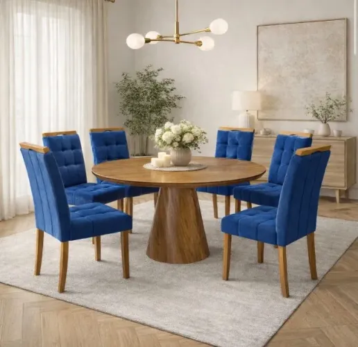 Conjunto de Jantar Varenna Redondo 6 Lugares
