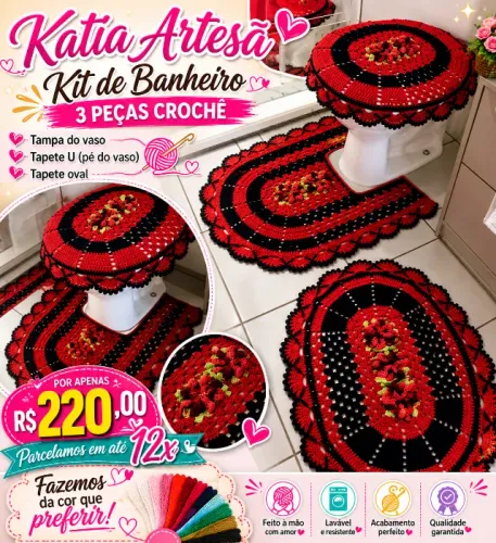 KIT TAPETE DE CROCHE 3 PEÇAS 