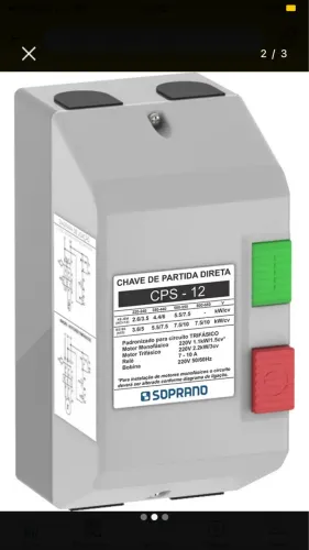 Chave De Partida Direta 3cv Cps-12 7,0-10,0a 220vac Soprano