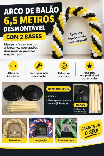 Arco de Balao 6,5 Metros Desmontavel com 2 Bases