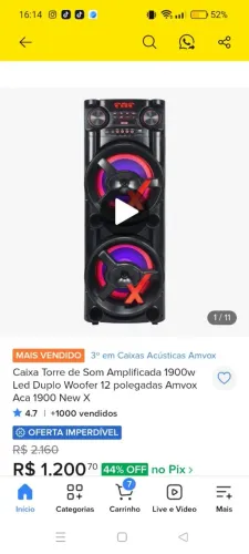 Caixa de som amivox onaeal 1000 v