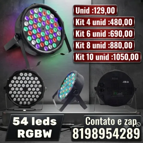 Canhao Refletor Par Led 54 Led Rgbw Dmx Slim Bivolt Strobo
