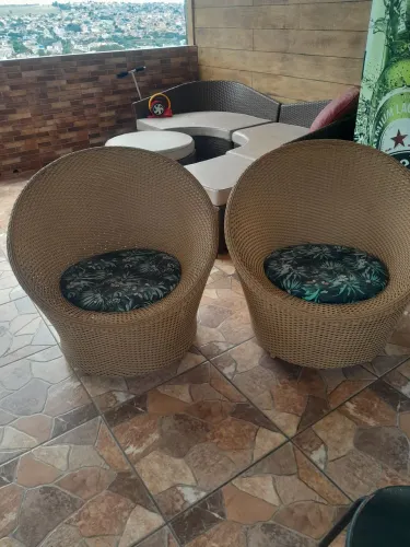 Conjunto de 2 chaise em fibra sintetica 