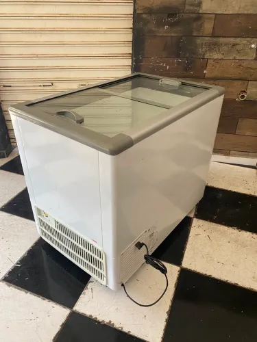 Freezer horizontal tampa de vidro sorvete e congelados