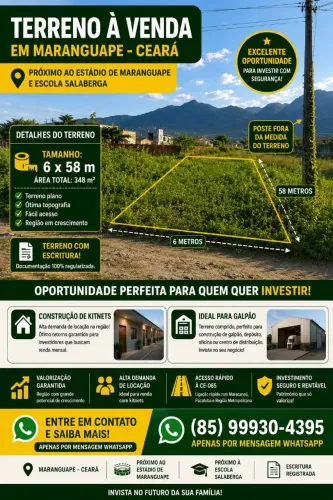 TERRENO À VENDA EM MARANGUAPE - CE / OPORTUNIDADE 