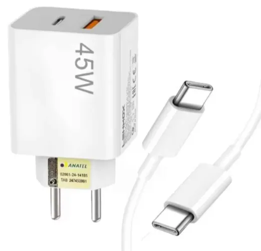 Carregador Lehmox 45W Turbo USB-C | Carga Rápida e Segura | 