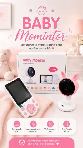 Câmera IP babá eletrônica com visor digital bebê monitor
