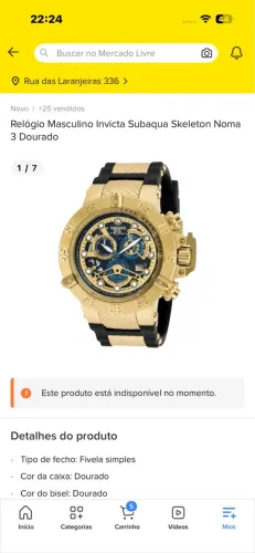 Relógio Masculino Invicta Subaqua Skeleton Noma 3 Dourado